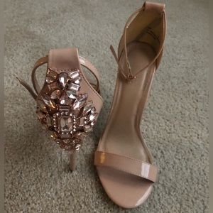 Nude Jeweled Heels